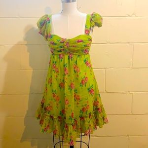 Green Floral Betsey Johnson Babydoll Dress